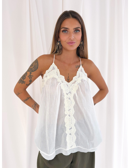 Embroidered cotton top