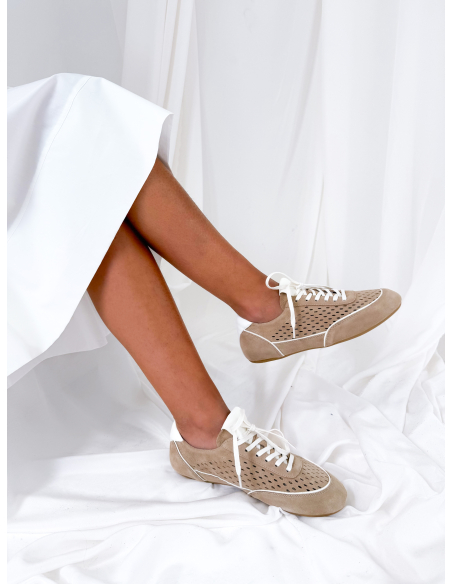 Perforated suede sneakers
