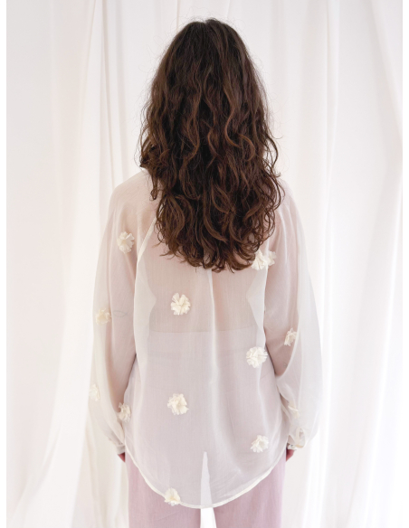 Eucalyptus viscose blouse with applique flowers