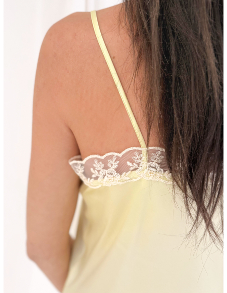 Viscose blend top with thin straps and lace