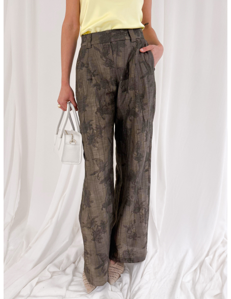 Jacquard trousers with pleats