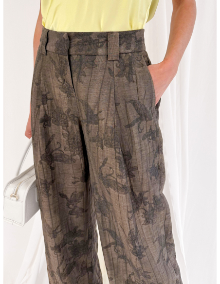 Jacquard trousers with pleats
