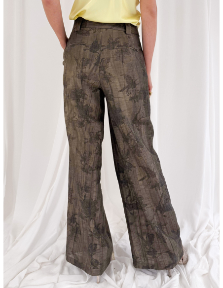 Jacquard trousers with pleats