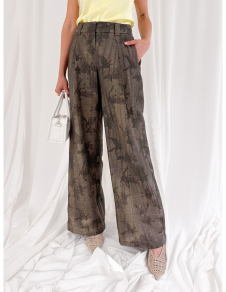 Jacquard trousers with pleats