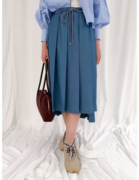 Pleated maxi skirt with double length