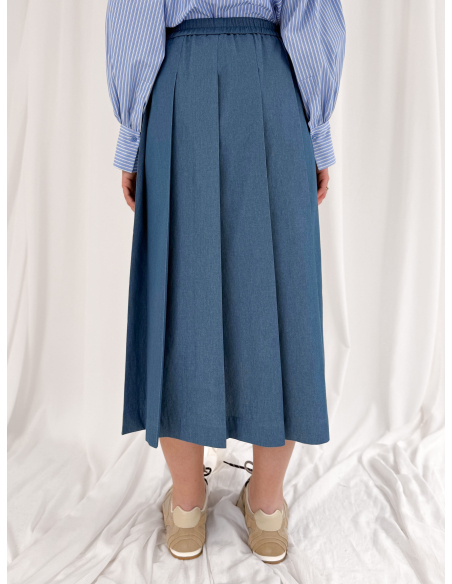 Pleated maxi skirt with double length