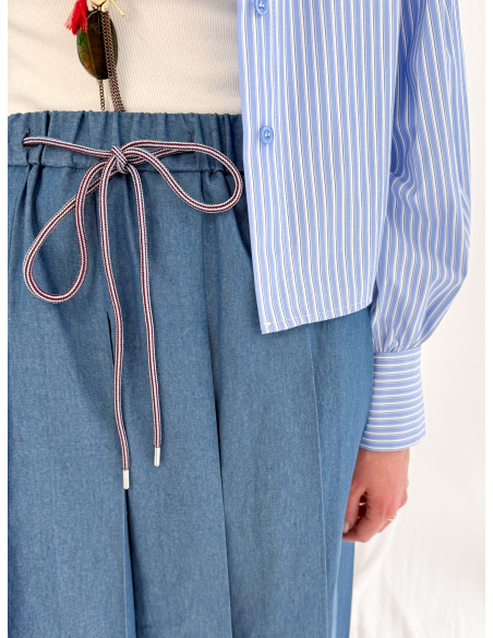 Pleated maxi skirt with double length