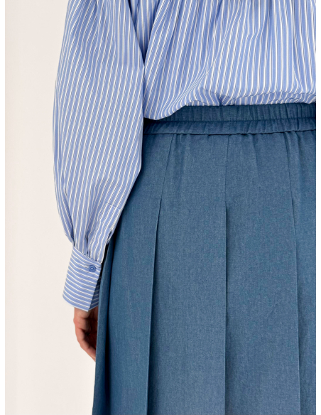 Pleated maxi skirt with double length