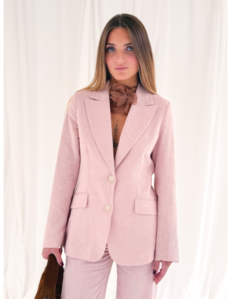 Single-breasted linen blend jacket