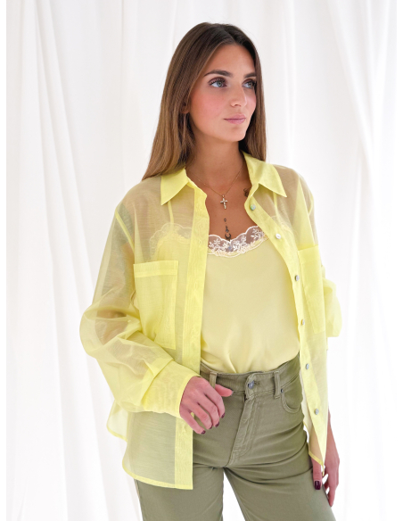 Camicia in viscosa di eucalipto con tasche