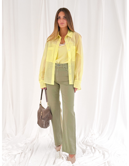 Camicia in viscosa di eucalipto con tasche