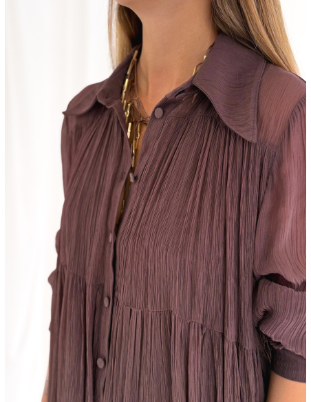 Mini Dress goffrato con balze