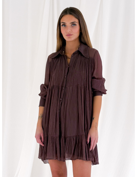 Embossed mini dress with ruffles