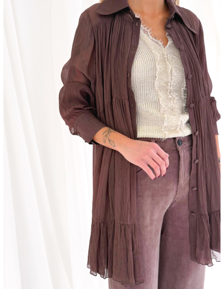 Mini Dress goffrato con balze