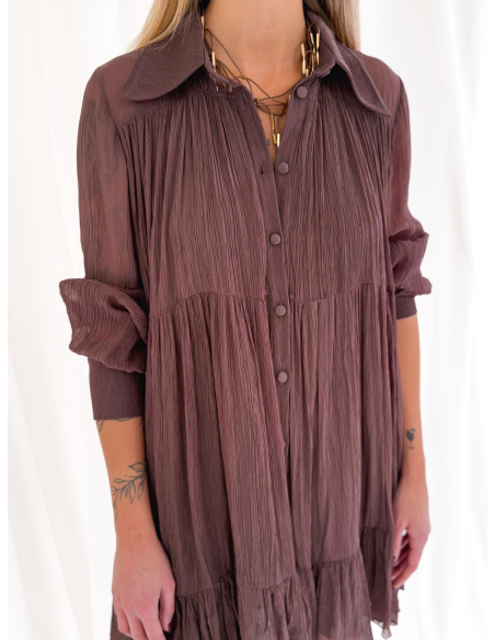 Embossed mini dress with ruffles