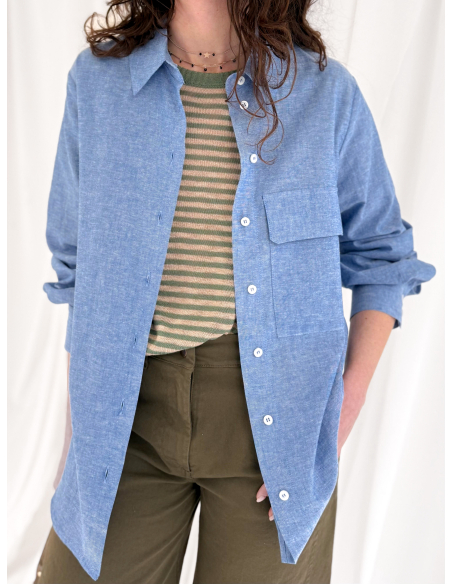 Camicia in misto cotone e lino