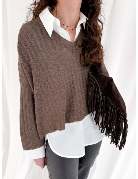 Asymmetrical V-neck sweater