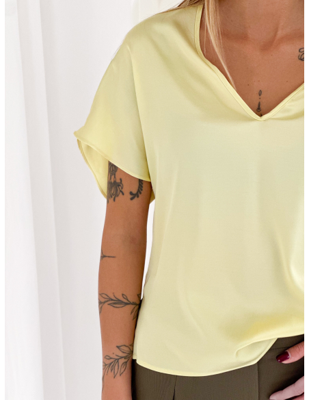 V-neck viscose satin blouse