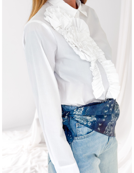 Camicia popeline con rouje floreale