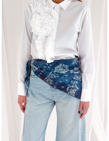 Camicia popeline con rouje floreale