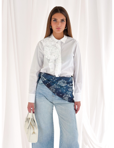 Camicia popeline con rouje floreale