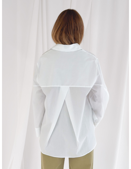 Poplin shirt with wide sleeves
