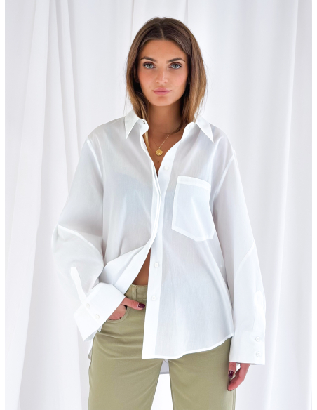 Poplin shirt with wide sleeves