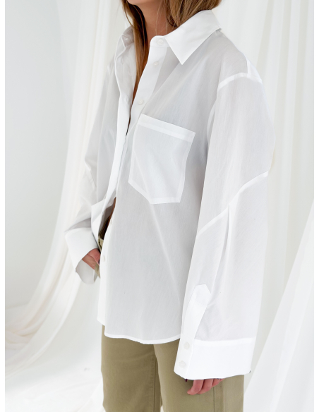Camicia popeline con manica ampia