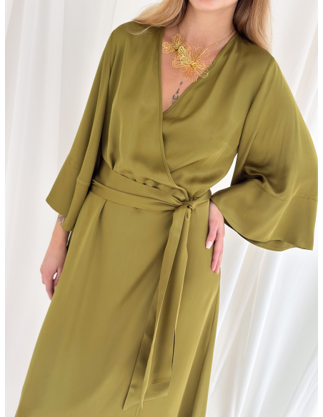 Long viscose wrap dress