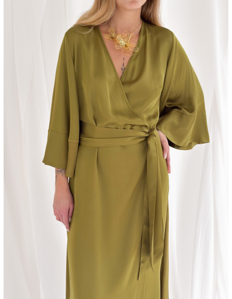 Long viscose wrap dress