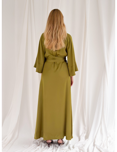 Long viscose wrap dress