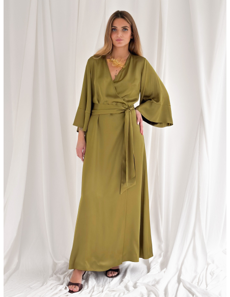 Long viscose wrap dress