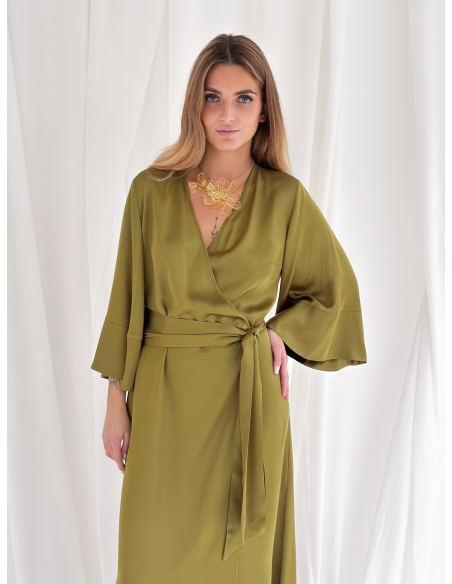 Long viscose wrap dress