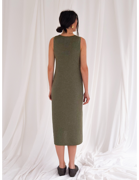 Abito midi in lurex senza maniche