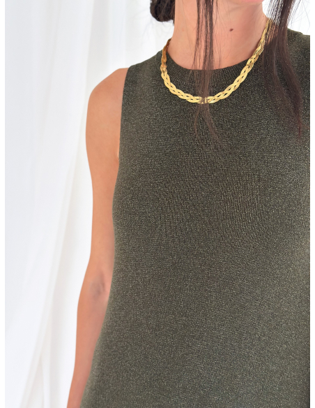 Sleeveless lurex midi dress