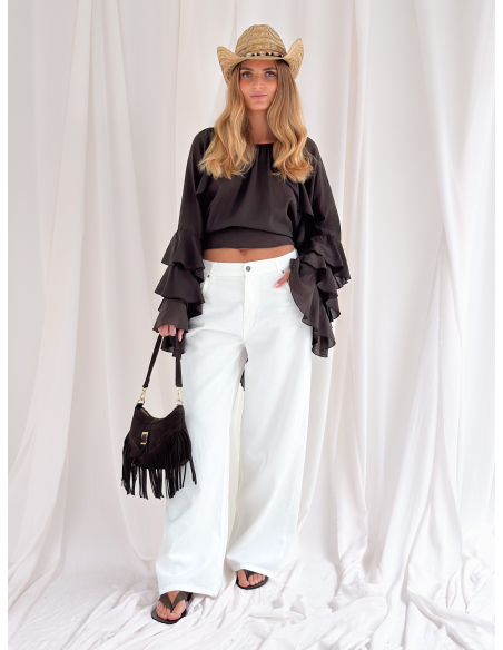 Blusa in misto cotone con rouges