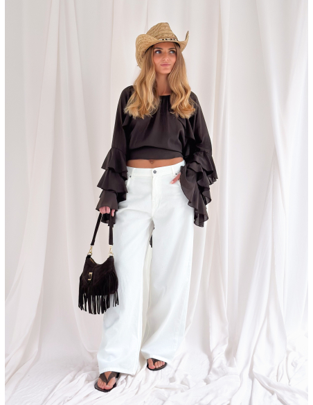 Blusa in misto cotone con rouges