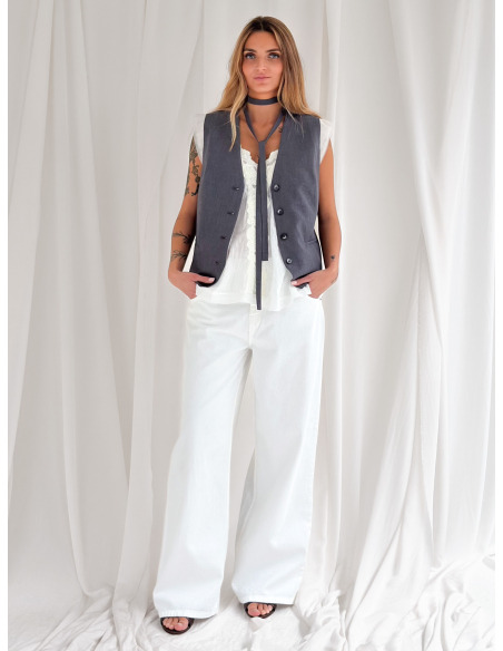 Gilet con applicazione in tulle