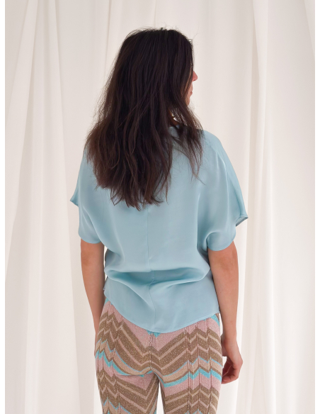 V-neck viscose satin blouse