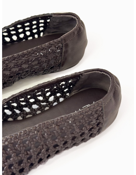 Braided leather ballerina