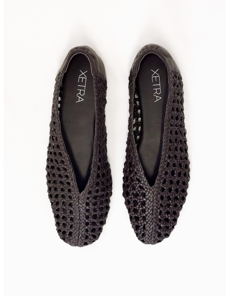 Braided leather ballerina