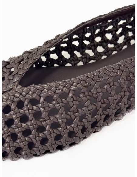 Braided leather ballerina