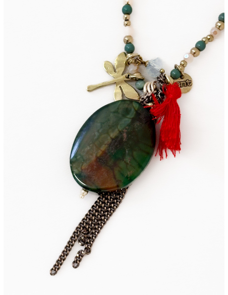 Charm and bead necklace