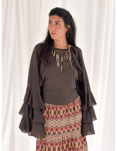 Blusa incrociata con rouges