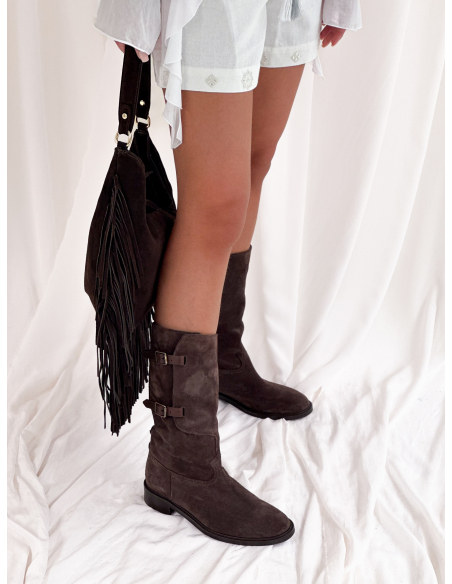 Suede biker