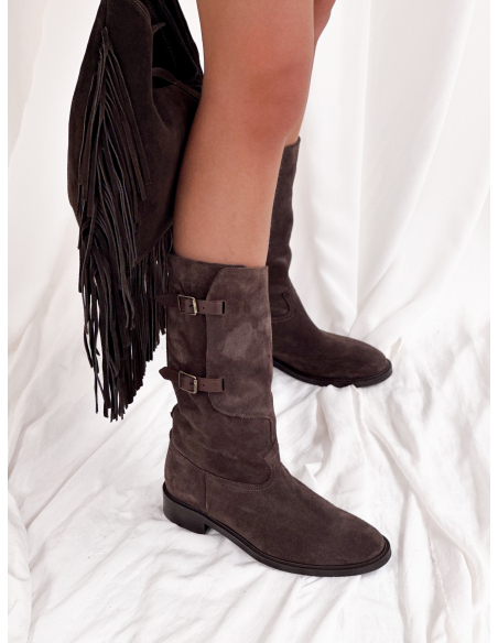 Suede biker