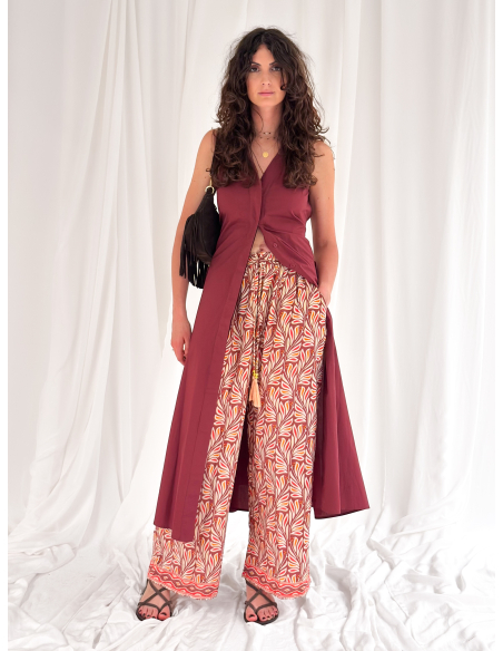 Pantalone fluido in misto seta