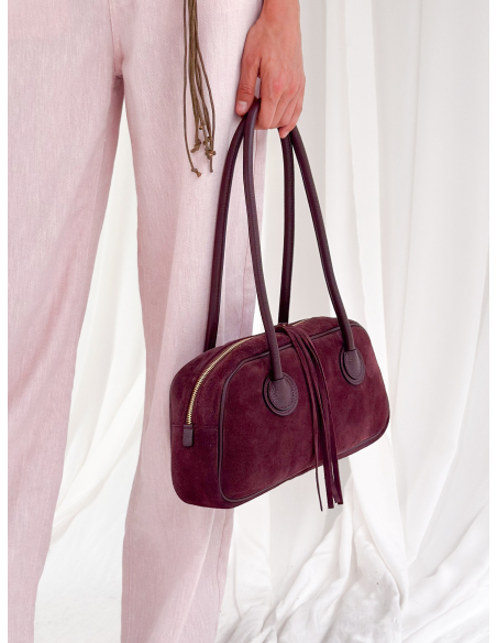 Camille Suede Bordeaux Bag