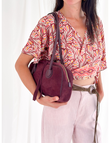 Camille Suede Bordeaux Bag