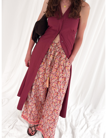 Pantalone fluido in misto seta